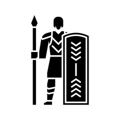 Obraz premium Guardian soldier character glyph icon. Defender illustration.