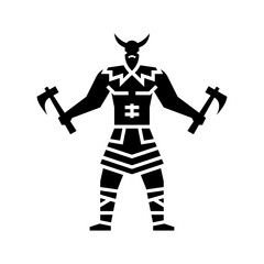 Viking character glyph icon. Viking soldier illustration.