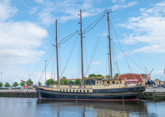Sailboat in the port of Thisted in Denmark