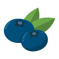 Illustration of Two Blueberries with Leaves