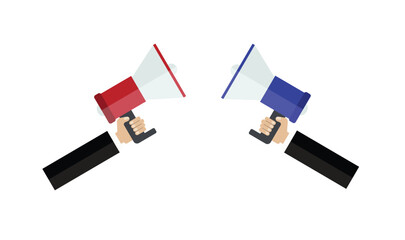 Illustration hand hold speaker isolated