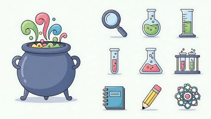 Science and Magic - A Colorful Chemistry Set Illustration.