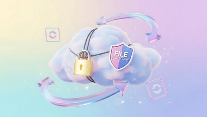 Secure Cloud Storage - A 3D Rendering of Data Protection.