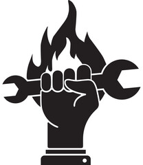 Hand Holding Wrench on Fire Icon