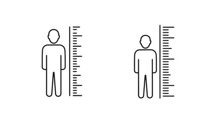 Two figures with height measurement scales a simple illustrative silhouette