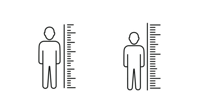Two figures with height measurement scales a simple illustrative silhouette