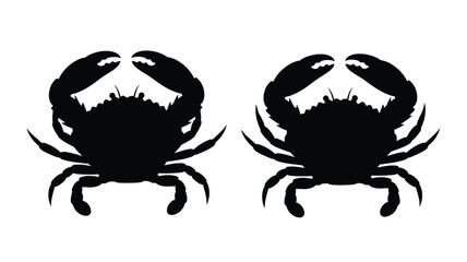 Two crabs facing each other a striking black and white silhouette © inhrvect