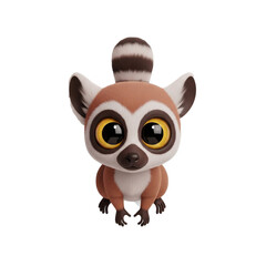 Adorable Ring-tailed Lemur Character Illustration - Cute and Playful Cartoon Animal