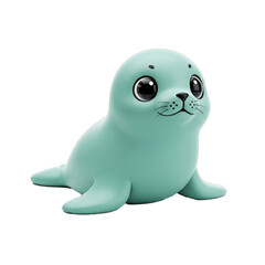 Adorable sea mammal, a cute baby seal with big dark eyes and a sweet smile, isolated on a white background, perfect for children's themes