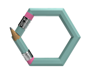 Pencil Forming Hexagon Shape on White Background