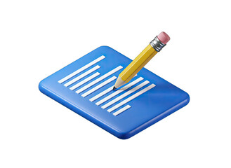 Pencil Writing on Document - 3D Illustration