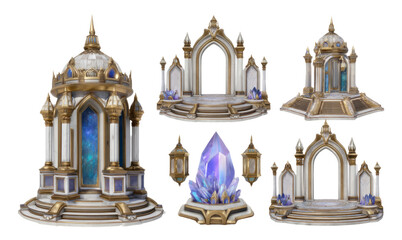 Obraz premium Luminous Fantasy Structures Symbolizing Purity and Cleanliness in 2D Illustration