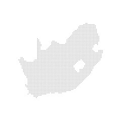 dotted halftone black silhouette of south africa map isolated. south africa country map for travel and presentation. south africa halftones map vector illustration.  world maps circle. global map.