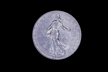 alte franz&ouml;sische ein Franc-M&uuml;nze