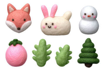 Soft and Fuzzy 3D Woolfelt Illustrations of Cute Critters and Nature Elements