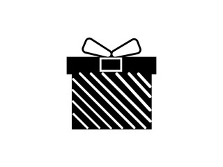 Vector Gift Box Icon &ndash; Black Present Symbol for Birthday and Christmas Graphics