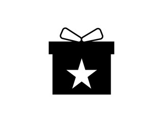 Vector Gift Box with a star Icon &ndash; Black Present Symbol for Birthday and Christmas Graphics