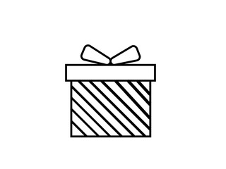 Vector Gift Box Icon &ndash; White Present Symbol for Birthday and Christmas Graphics