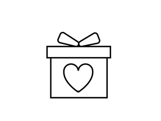 Vector Gift Box with a heart Icon &ndash; White Present Symbol for Birthday and Christmas Graphics