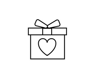 Vector Gift Box with a heart Icon &ndash; White Present Symbol for Birthday and Christmas Graphics
