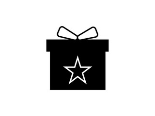 Vector Gift Box with a star Icon &ndash; Black Present Symbol for Birthday and Christmas Graphics