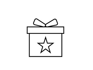 Vector Gift Box with a star Icon &ndash; White Present Symbol for Birthday and Christmas Graphics