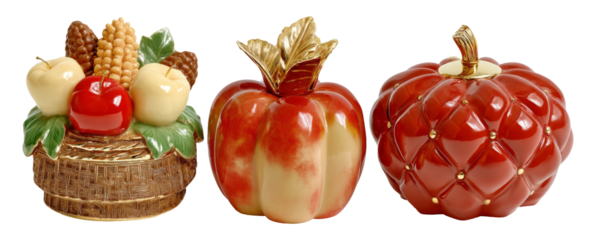 Colorful Ceramic Harvest Festival Collection of Decorative Fruit Figurines