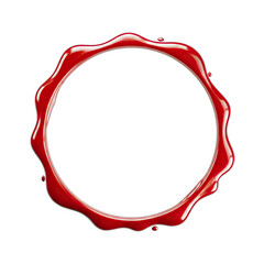 Red Paint Circle Frame on White Background