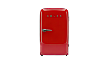 Red Retro Refrigerator Isolated on White Background
