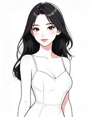 portrait of an asian woman wearing a dress