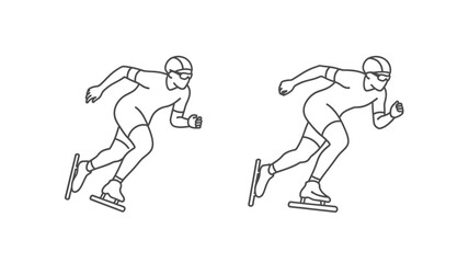 Naklejka premium Two runners in dynamic poses line art illustration showcasing athletic movement silhouette