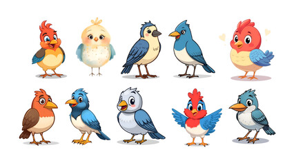 set of cartoon birds
