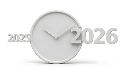 A clock marking the transition from 2023 to 2026