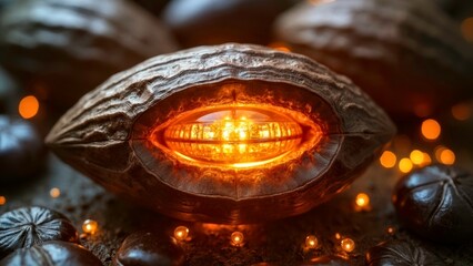 Orange glowing bean pod decoration ornament
