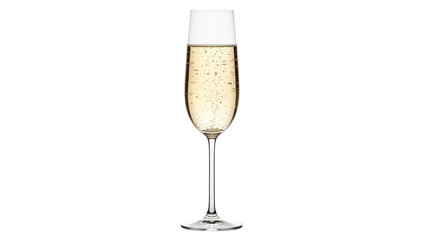Elegant Champagne Flute With Bubbles Isolated On Black Background