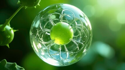 Transparent green glowing spherical decorative ornament