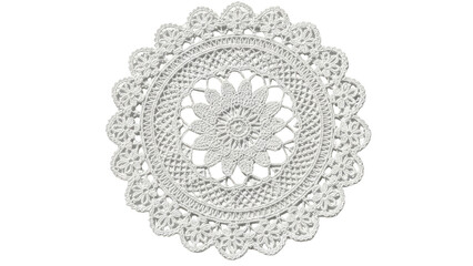 White Crochet Doily With Intricate Floral Pattern On Black Background