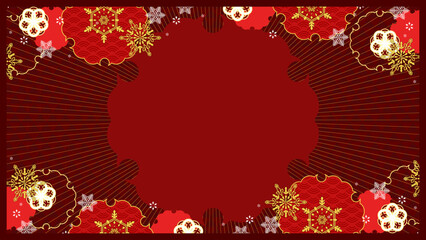 和と雪の伝統的な美しい背景素材、16:9