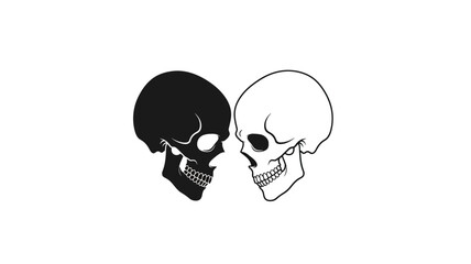 Two skulls facing each other a study in contrasting forms silhouette