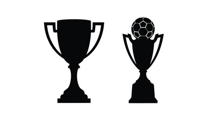 Black trophy and soccer ball graphic a winning sports composition silhouette