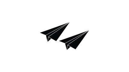 Two black paper airplanes floating against a white background silhouette
