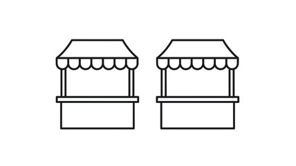 Simple illustration of two market stalls linear design black and white silhouette
