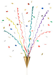 Party cracker and colorful confetti	