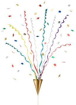 Party cracker and colorful confetti	