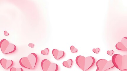 Valentine's Day Pink Heart Background for Romantic Event Invitations and Marketing Materials with 3D Paper Art Design Elements