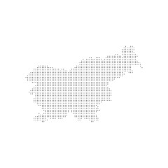 dotted halftone black silhouette of slovenia map isolated. slovenia country map for travel and presentation. slovenia halftones map vector illustration.  world maps circle. global map.