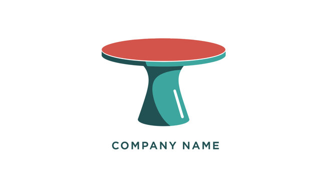 Stylish Round Table with Red Top and Teal Base for Modern Furniture Design.