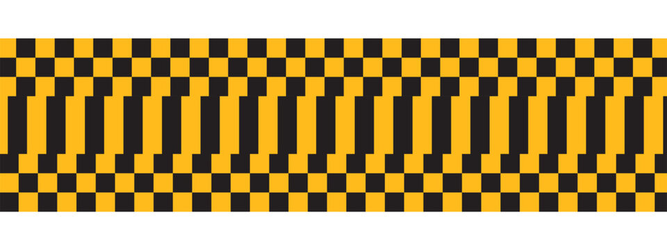 Taxi or police car pattern with checkered black and yellow print. Simple geometric design. Vector flat illustration