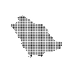 dotted halftone black silhouette of saudi arabia map isolated. saudi arabia country map for travel and presentation. saudi arabia halftones map vector illustration.  world maps circle. global map.