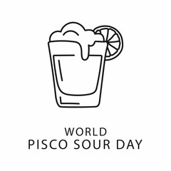Celebrate world pisco sour day with this simple line art illustration of a refreshing cocktail